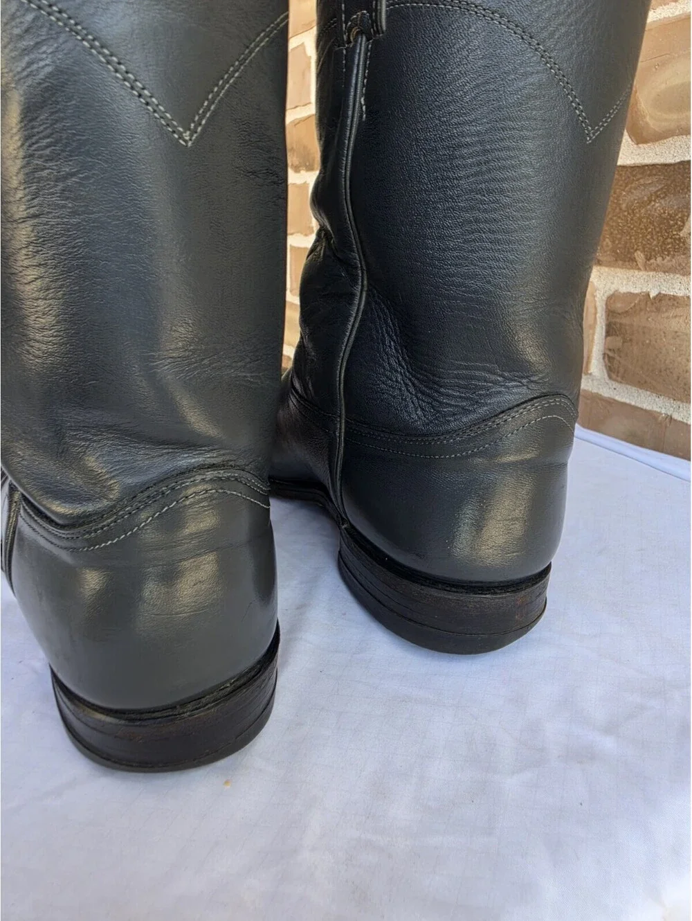 Vintage Justin Roper Boots Mens 10.5 D Gray Leather Cowboy Western USA 3025